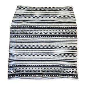 J Jill‎ Skirt Womens S Small Black White Striped Geometric Pull On Stretch Waist